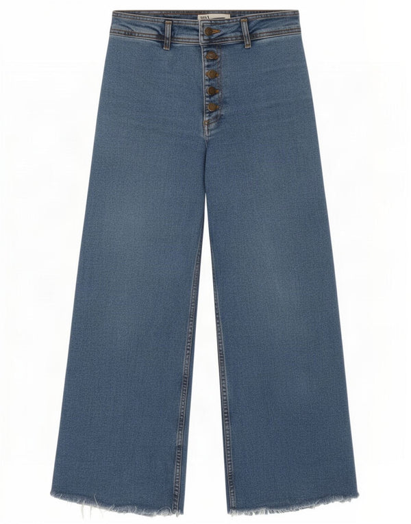 Zara Damen-Jeans mit hoher Taille und weitem Bein, EU 38, Größe S, W28, L28, Blau