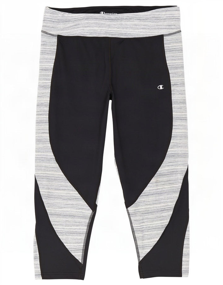 Champion Capri-Leggings für Damen, UK 20 2XL, schwarzes Nadelstreifen-Polyester