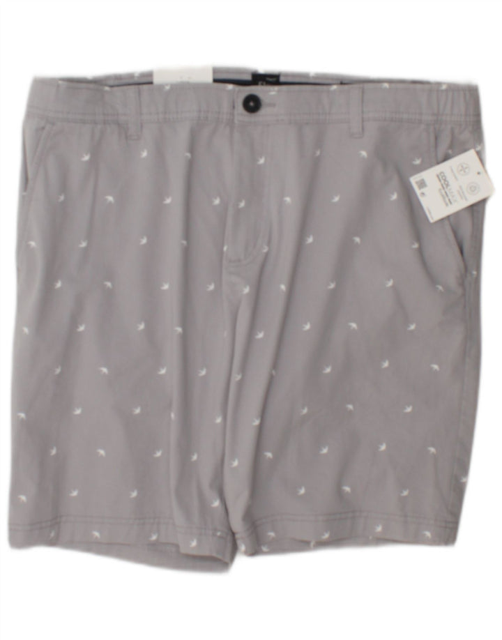 C & A Herren-Chinoshorts mit abstraktem Muster, schmal, W38, XL, graue Baumwolle