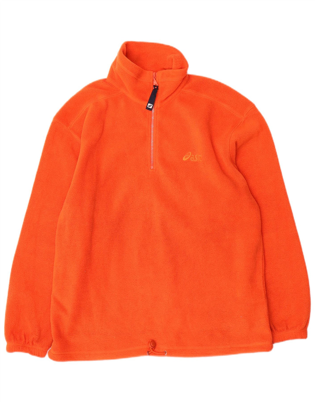 Asics Herren-Fleecepullover mit Reißverschluss am Hals, mittelorangefarbenes Polyester