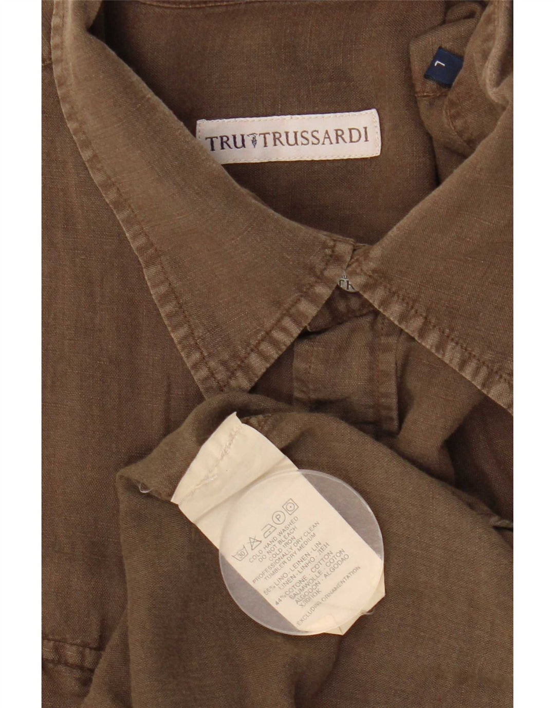 Trussardi Herrenhemd Large Khaki Leinen