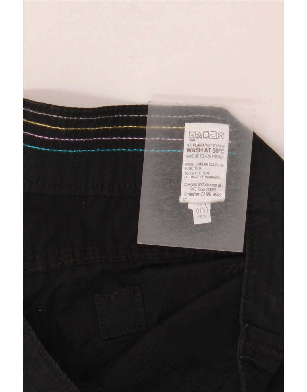 Marks & Spencer Damen gerade Caprihose UK 12 Medium W32 L20 Schwarz
