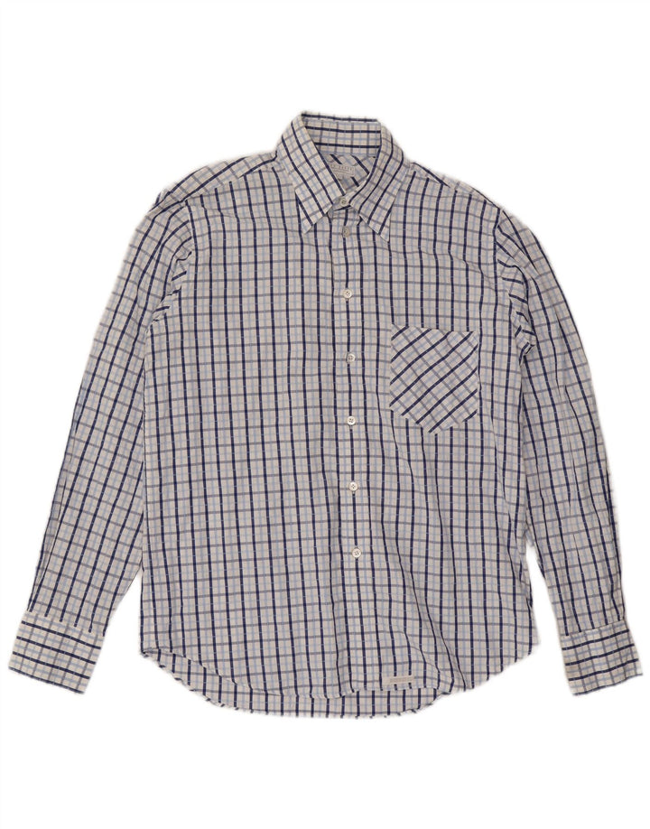 Ted Baker Herrenhemd, Größe 3, mittelblau, kariert, Baumwolle
