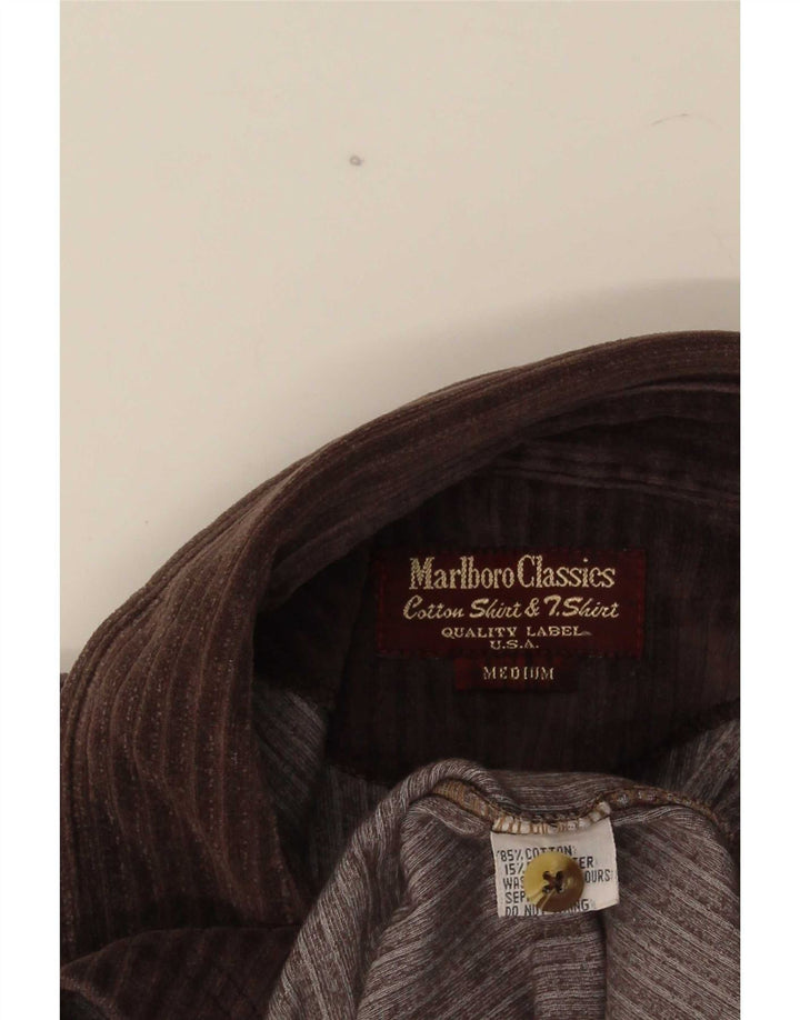 Marlboro Classics Herren-Cord-Pulloverhemd aus mittelbrauner Baumwolle