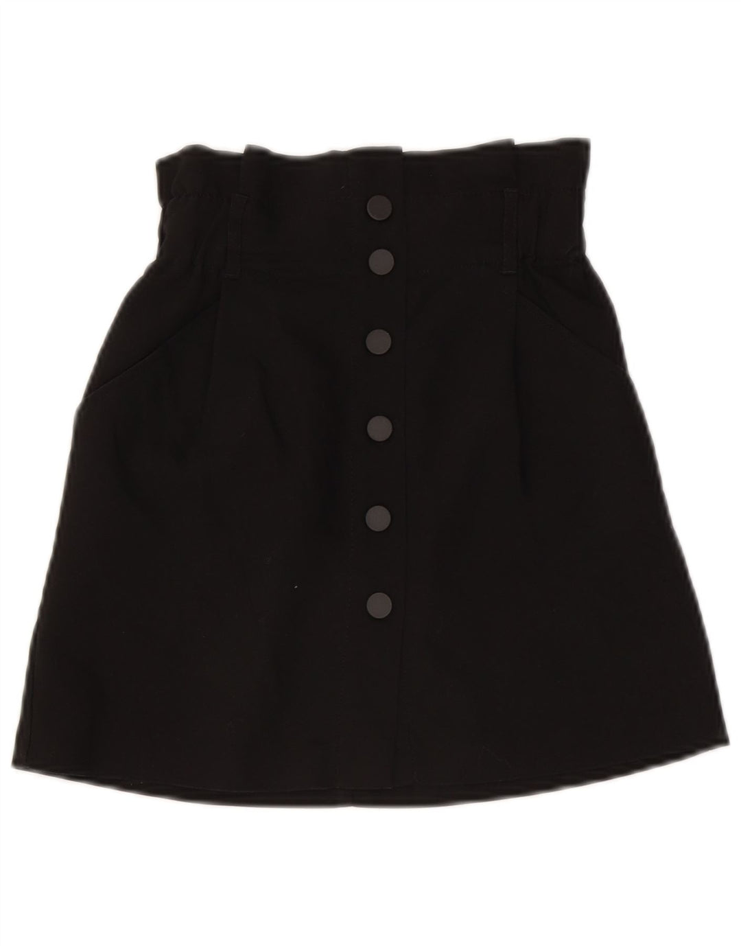 Zara Damen Minirock mit hoher Taille, XS W24, schwarzes Polyester