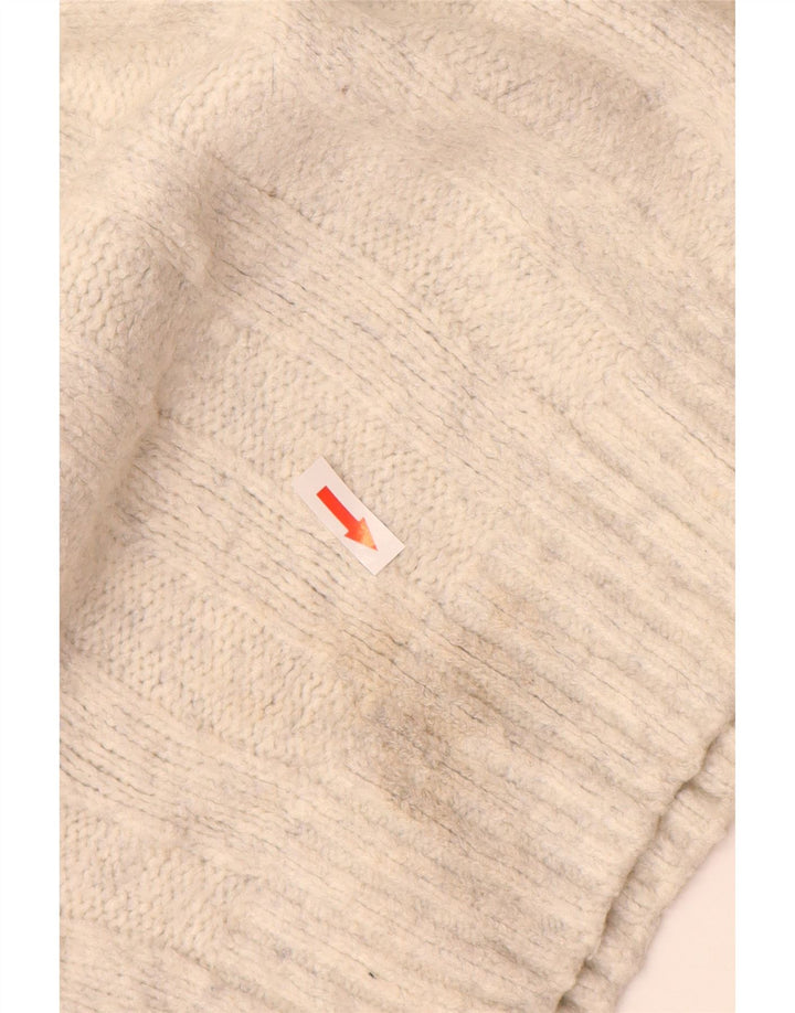 Marks & Spencer Herren-Pullover mit Reißverschluss am Hals, mittleres Off-White-Acryl