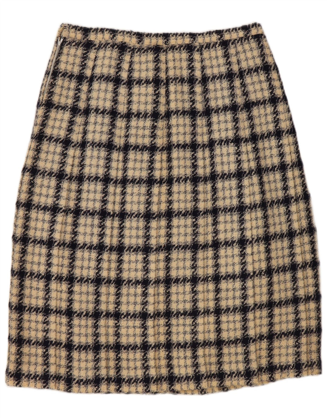 VINTAGE Damen A-Linienrock W30 Mittelbeige kariert