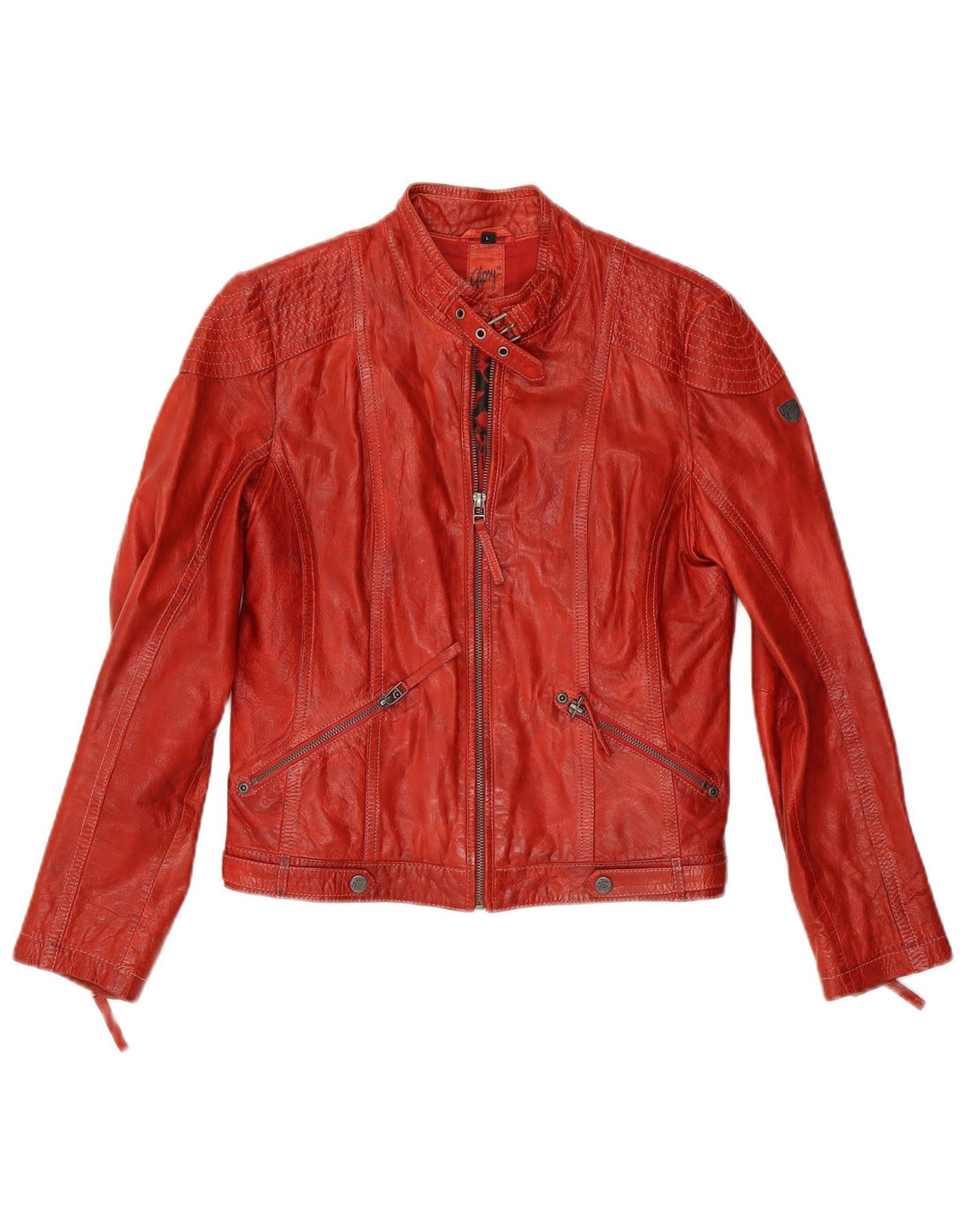 Gipsy Womens Crop Lederjacke UK 14 Large Rot