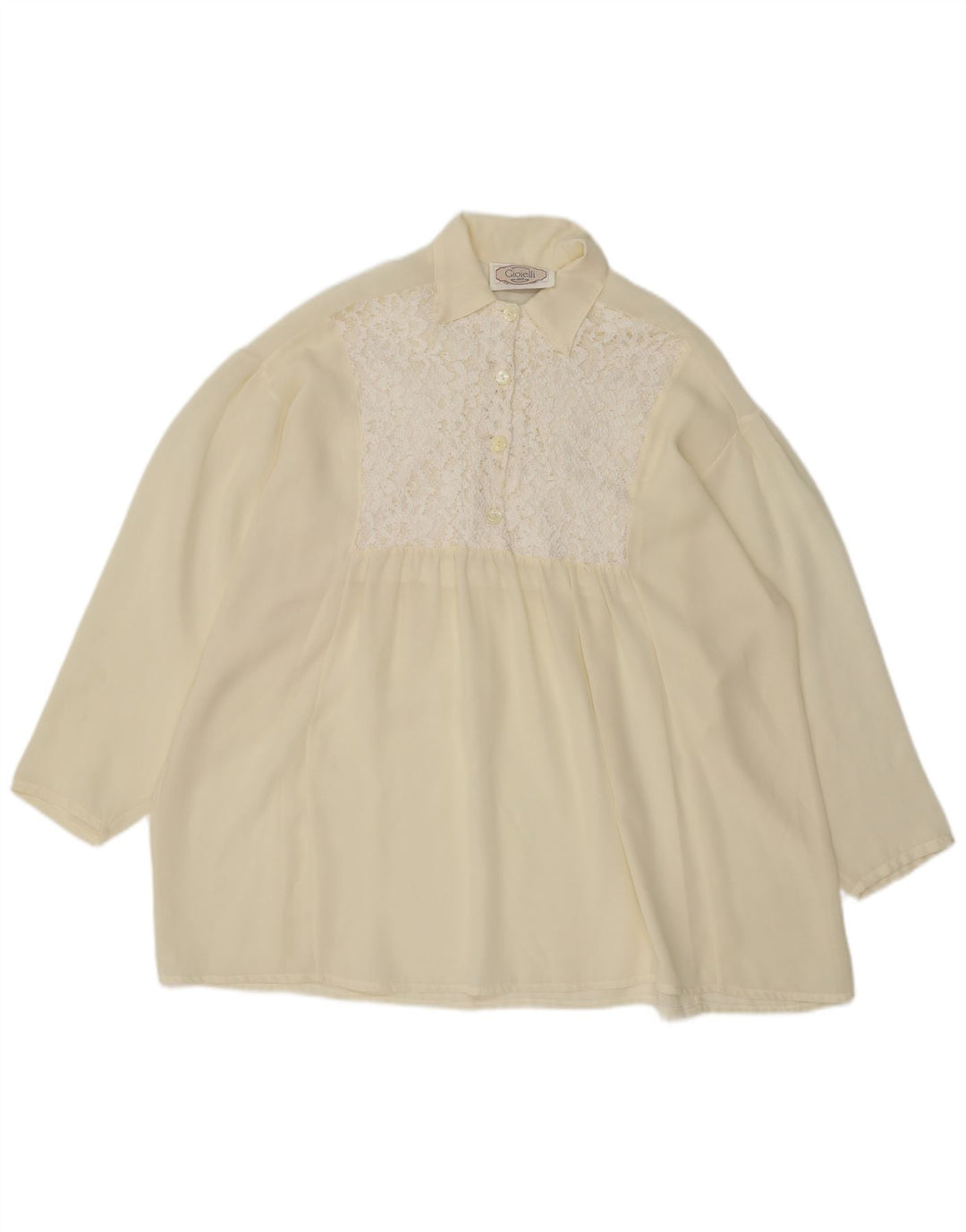 Vintage Damen Pullover Übergroße Hemdbluse UK 18 XL Off White Polyester