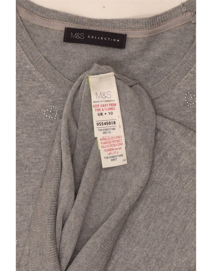 Marks & Spencer Damen-Pullover mit U-Boot-Ausschnitt, Gr. 10, Größe S, Grau meliert