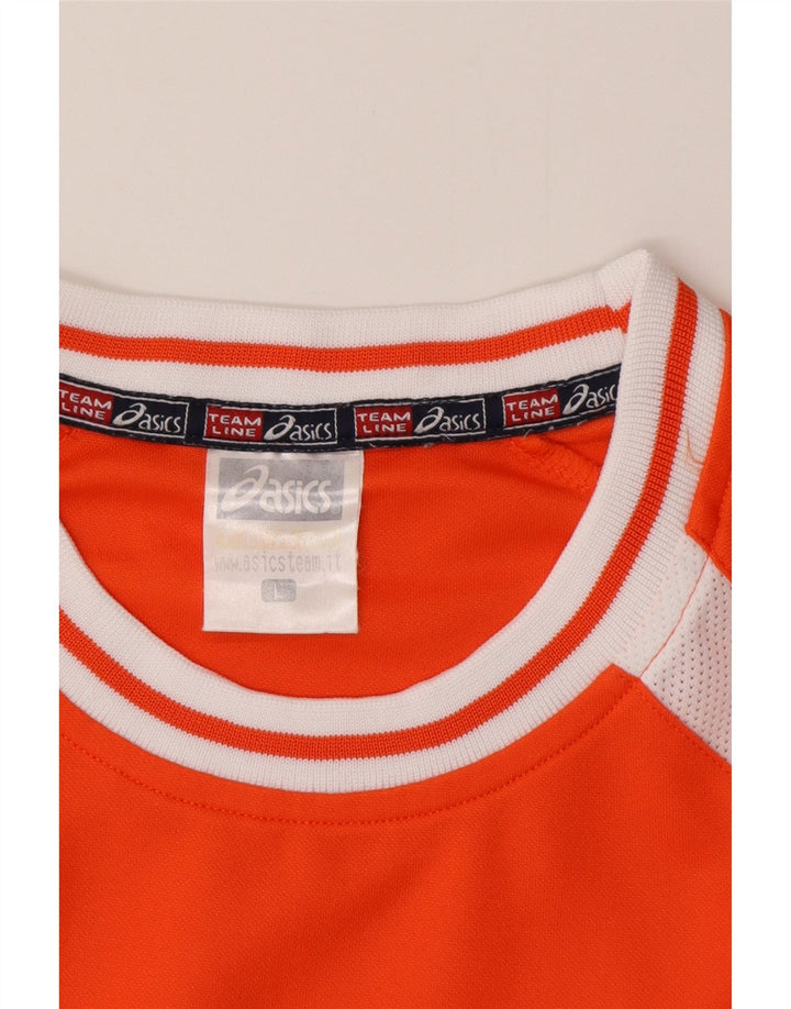 Asics Herren Grafik-T-Shirt-Oberteil, großes orangefarbenes Farbblock-Polyester