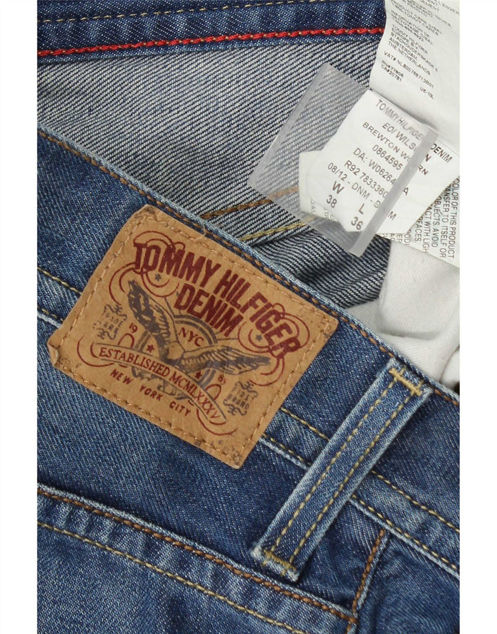 Tommy Hilfiger Herren Straight Jeans W38 L30 Blaue Baumwolle