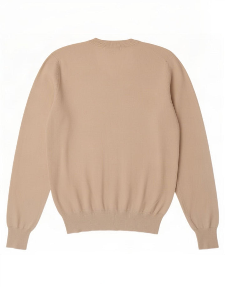 Fred Perry Herren-Pullover mit V-Ausschnitt, Größe S, cremefarbene Baumwolle