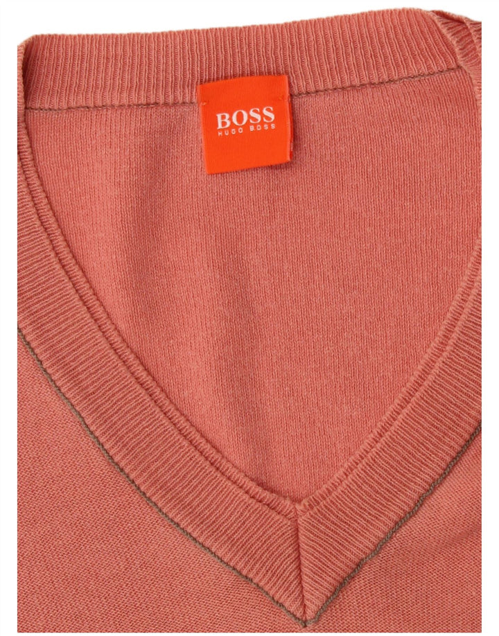 Hugo Boss Herren-Pullover mit V-Ausschnitt in Mittelrosa