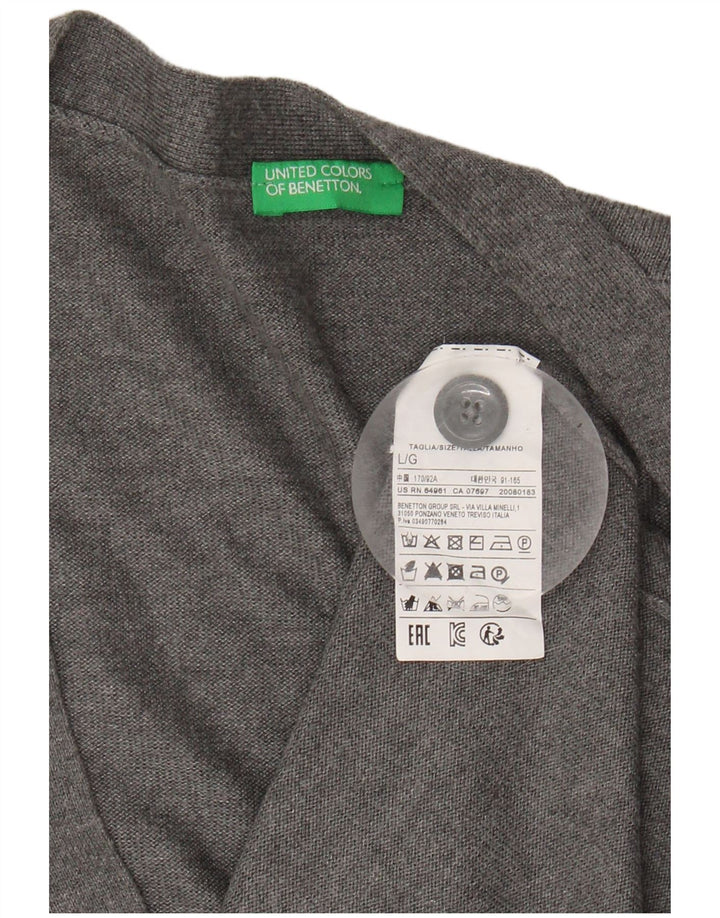 BENETTON Womens Oversized Cardigan Sweater UK 16 Large Grey Viscose