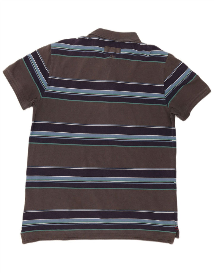 Fat Face Herren-Poloshirt, groß, grau gestreift, Baumwolle
