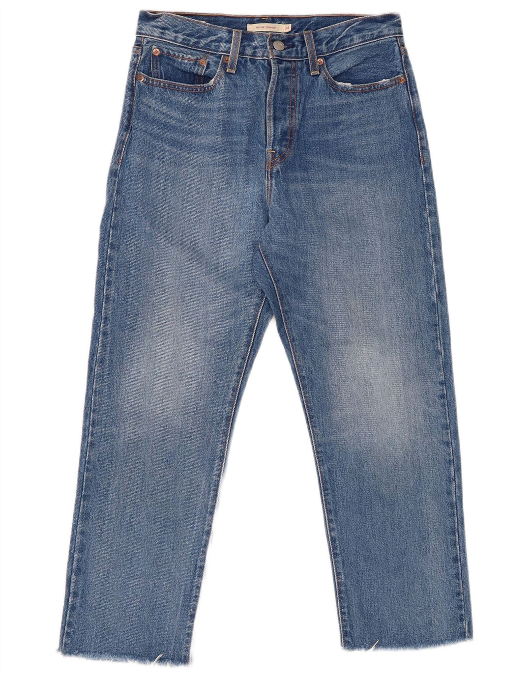 LEVI'S Damen Wedgie Straight Cropped Jeans W28 L25 Blaue Baumwolle