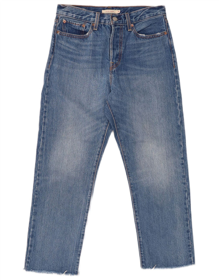 LEVI'S Damen Wedgie Straight Cropped Jeans W28 L25 Blaue Baumwolle