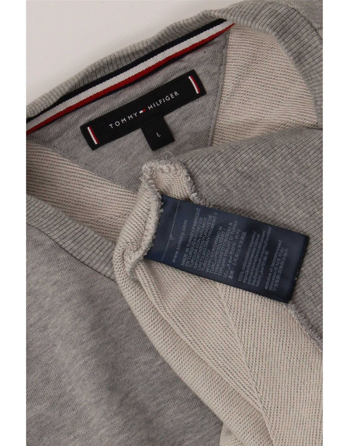 Tommy Hilfiger Herren-Sweatshirt-Pullover, große graue Colourblock-Baumwolle