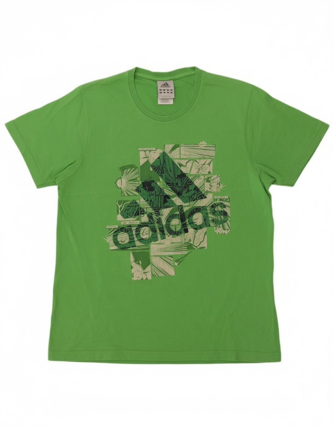 Adidas Herren Grafik T-Shirt Top Große grüne Baumwolle
