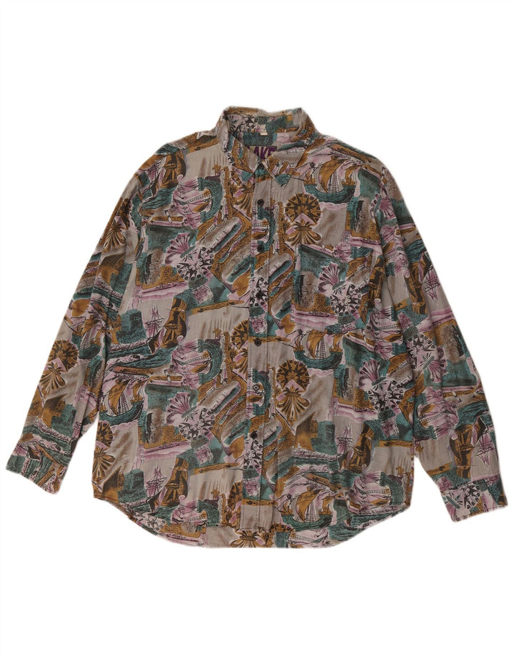 Vintage Herren Hemd mit abstraktem Muster, Größe 43/44, große, mehrfarbige Baumwolle