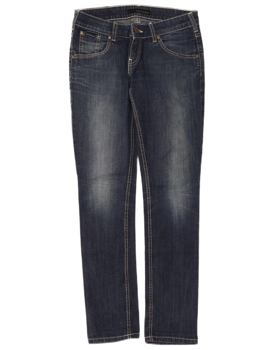 Calvin Klein Damen Slim Jeans W29 L32 Blaue Baumwolle