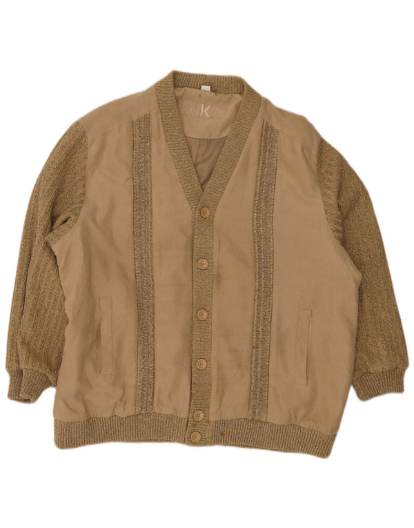 Roger Kent Herren Strick-Bomberjacke UK 50 5XL Khaki gestreift Polyacryl