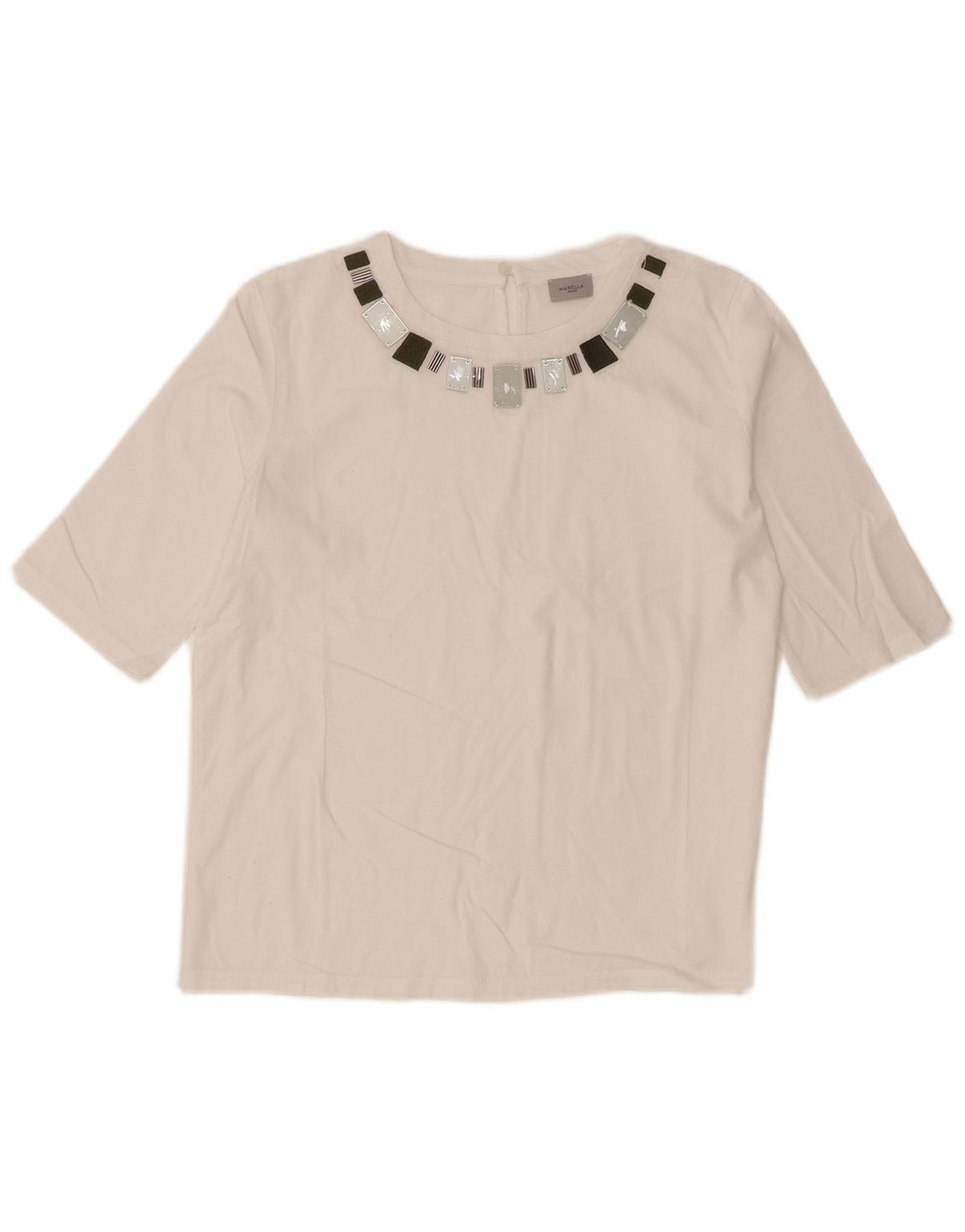Marella Damen-Top mit 3/4-Ärmeln, UK-Größe 12, Mittelweiß