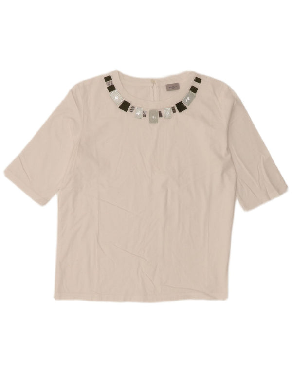 Marella Damen-Top mit 3/4-Ärmeln, UK-Größe 12, Mittelweiß