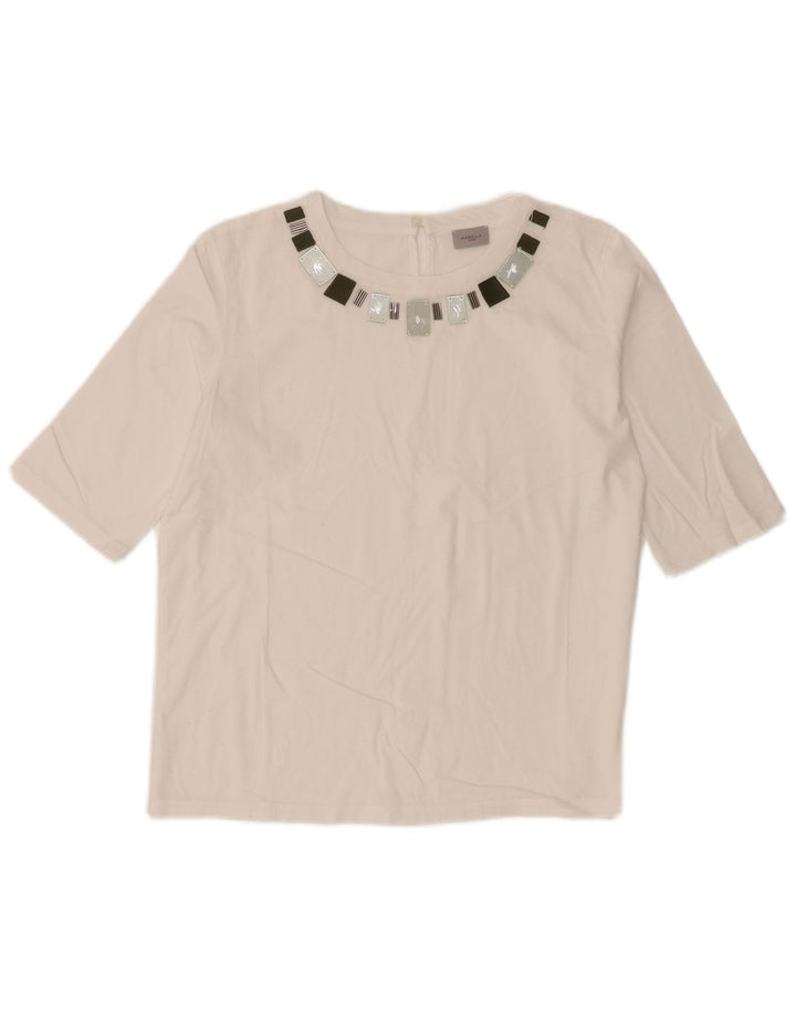 Marella Damen-Top mit 3/4-Ärmeln, UK-Größe 12, Mittelweiß