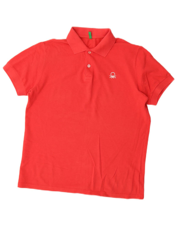 Benetton Jungen-Poloshirt, 13–14 Jahre, 3XL, rote Baumwolle