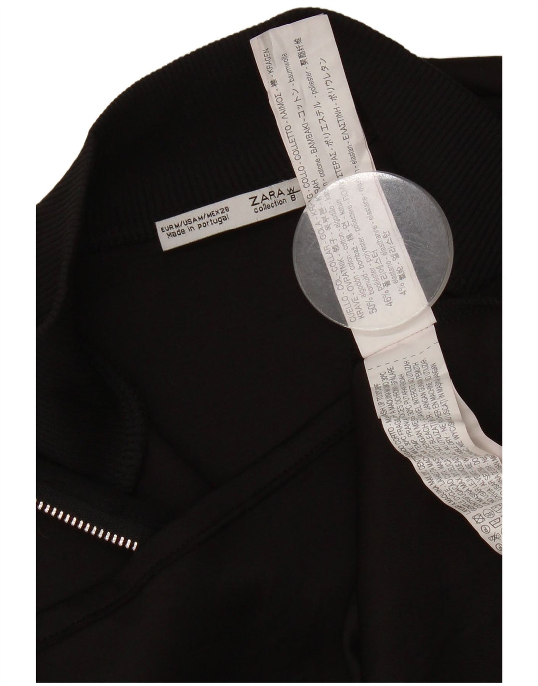 Zara Damen Crop Top UK 12 Mittelschwarze Baumwolle