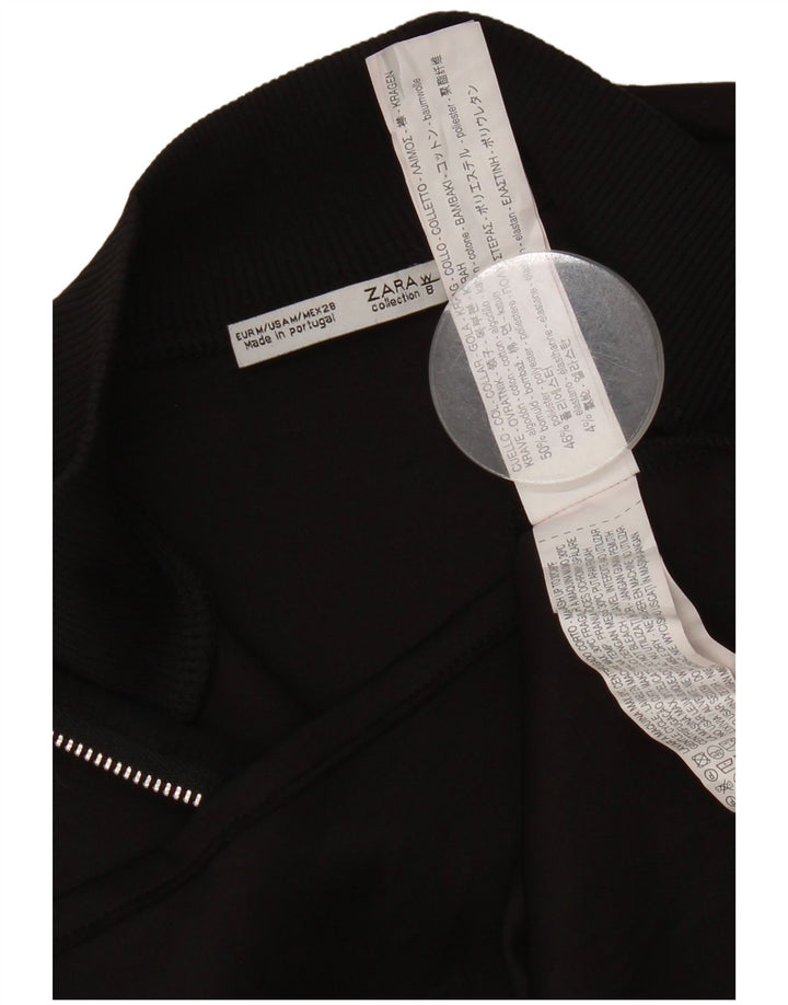 Zara Damen Crop Top UK 12 Mittelschwarze Baumwolle