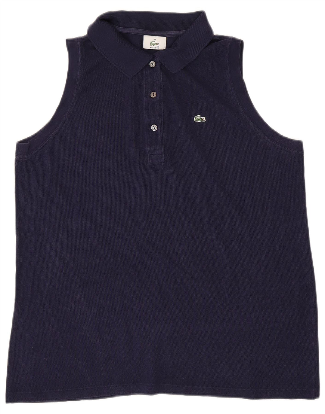 LACOSTE Damen ärmelloses Poloshirt, Größe 44, große marineblaue Baumwolle