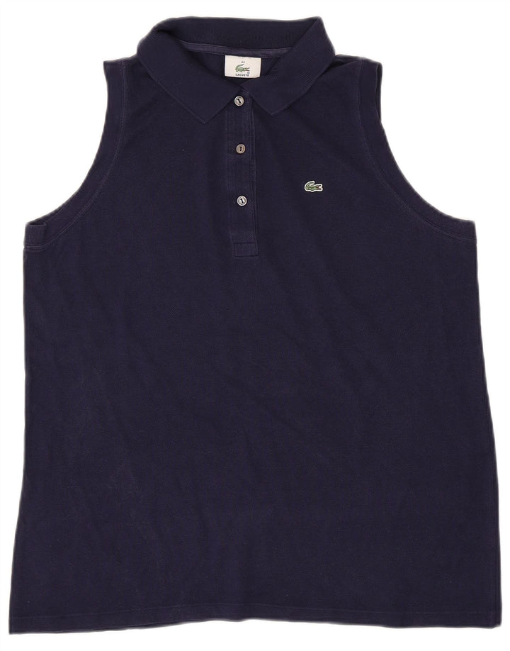 LACOSTE Damen ärmelloses Poloshirt, Größe 44, große marineblaue Baumwolle