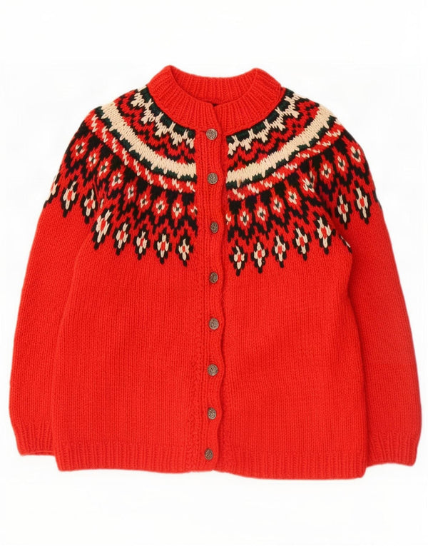 Vintage Damen Strickjacke UK 16 Large Red Fair Isle