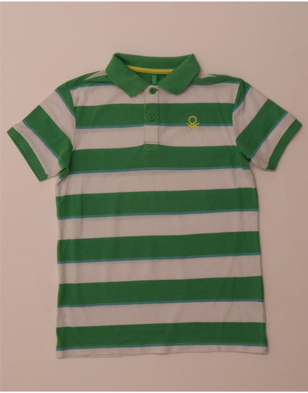 BENETTON Poloshirt für Jungen, 10–11 Jahre, XL, grün gestreift, Polyester