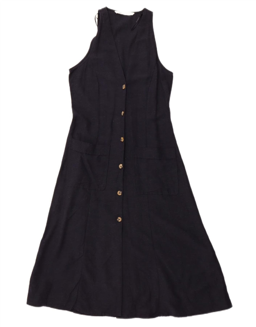 ZARA Damen Ärmelloses Maxikleid UK 10 Small Schwarz Viskose