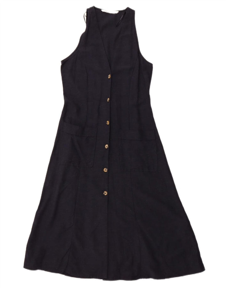ZARA Damen Ärmelloses Maxikleid UK 10 Small Schwarz Viskose