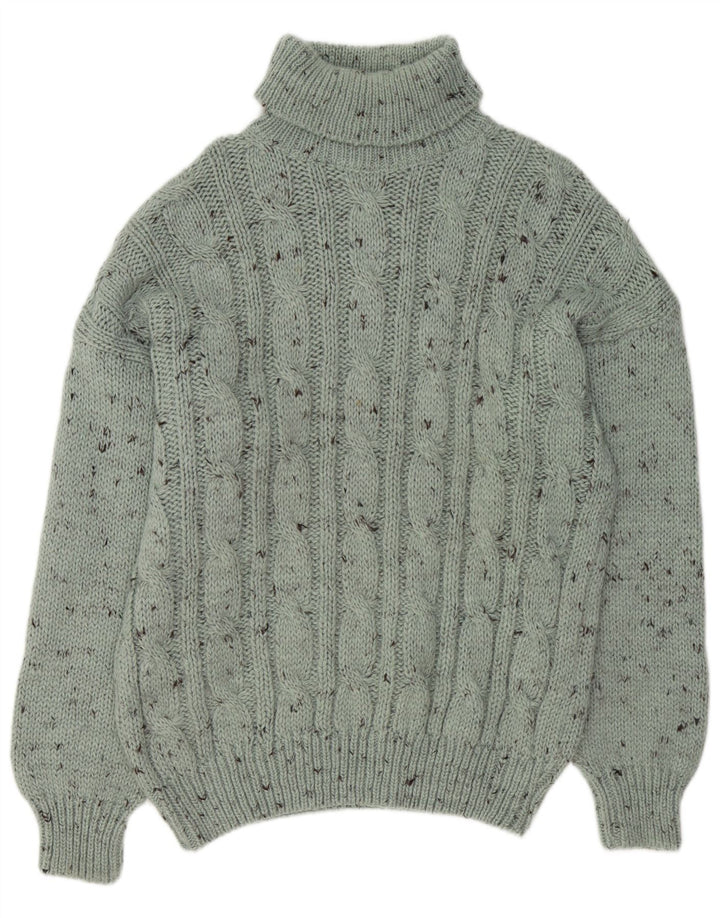 Vintage Herren Rollkragenpullover XL Grün meliert Acryl