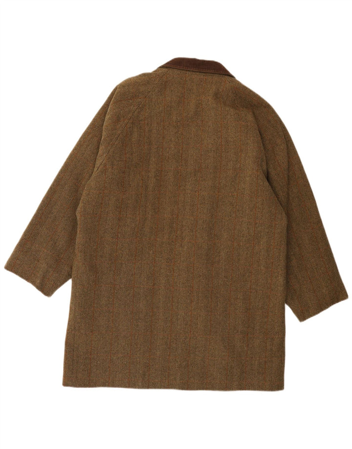 HUSKY Herrenmantel IT 48 Mittelbraunes Fischgrätenmuster