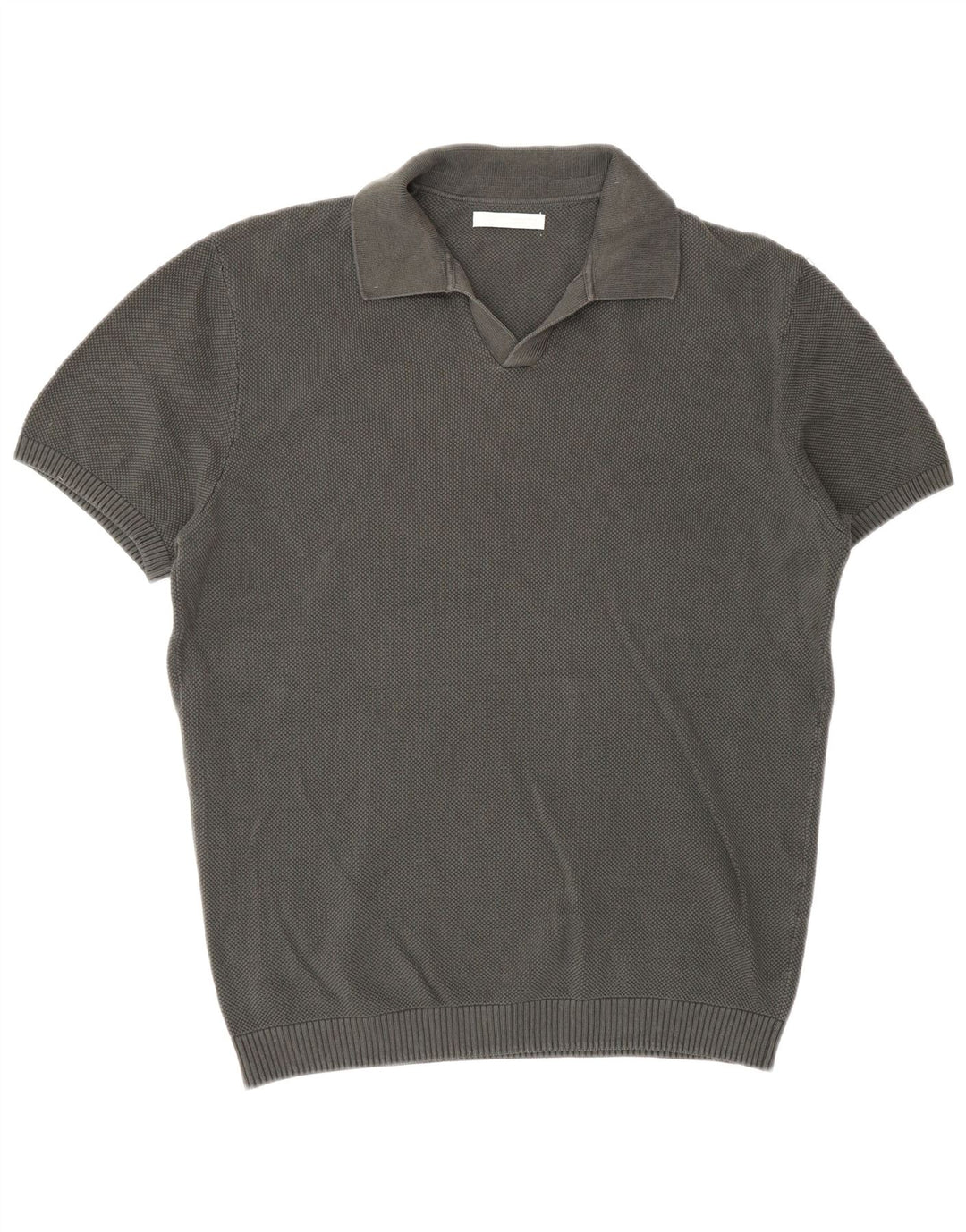 Zara Herren Kurzarm-Polo-Pullover aus mittelgrauer Baumwolle
