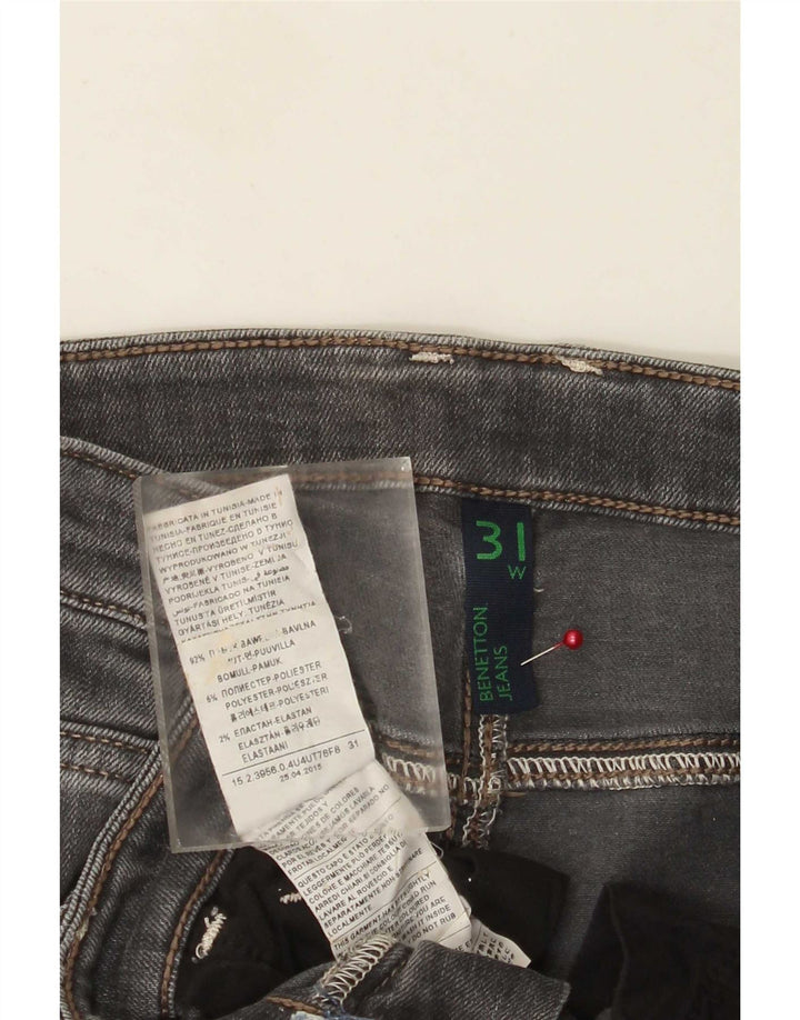 Benetton Damen Slim Jeans W31 L31 Graue Baumwolle