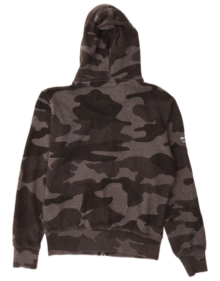 Superdry Herren-Kapuzenpullover mit Reißverschluss, Größe S, Grau, Camouflage-Baumwolle