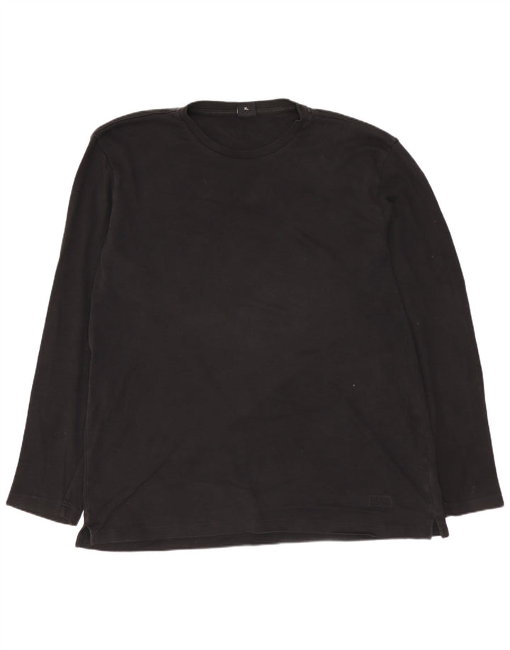 HUGO BOSS Herren Top Langarm XL Schwarz Baumwolle
