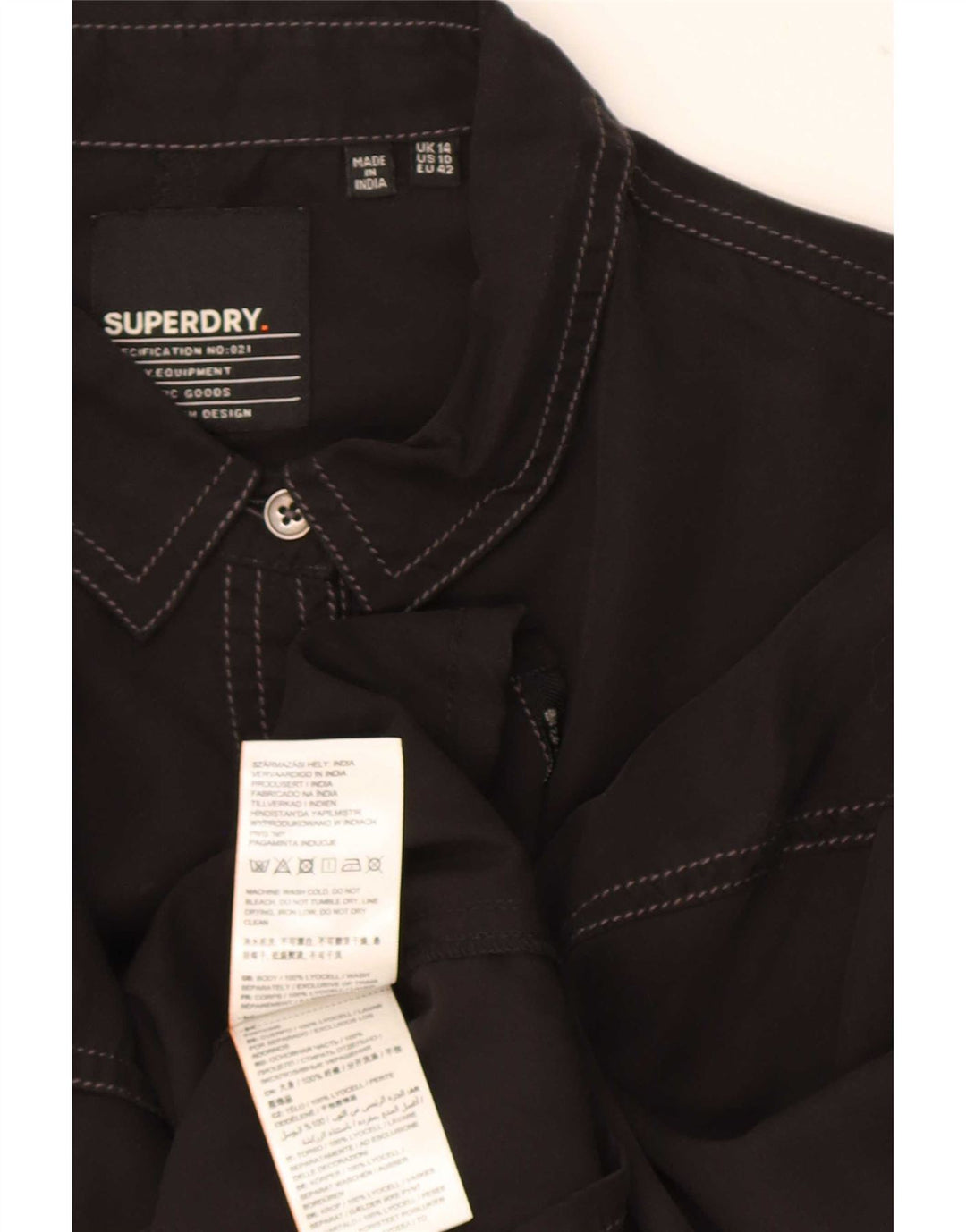 Superdry Damen-Oversize-Hemd UK 14 Large Schwarz Lyocell