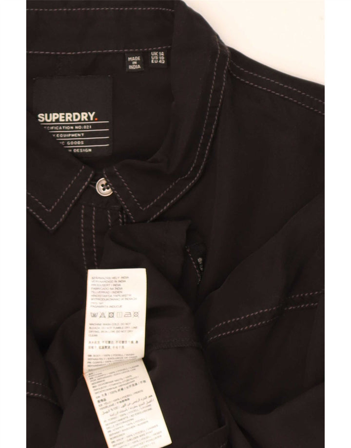 Superdry Damen-Oversize-Hemd UK 14 Large Schwarz Lyocell