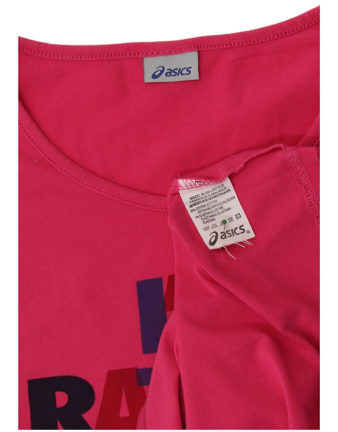 ASICS Damen Grafik T-Shirt Top UK 12 Mittelrosa Baumwolle