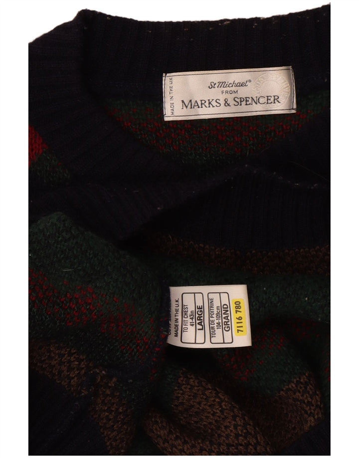 Marks & Spencer Herren-Pullover mit Rundhalsausschnitt, Größe L, mehrfarbig