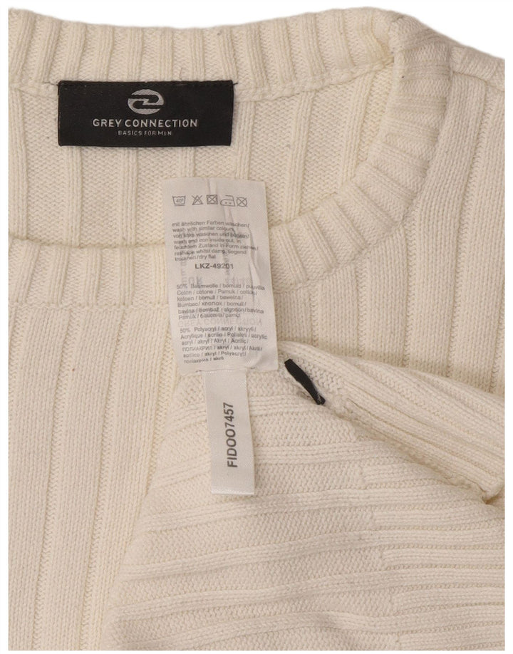 Vintage Herren Pullover mit Rundhalsausschnitt, kleine weiße Baumwolle